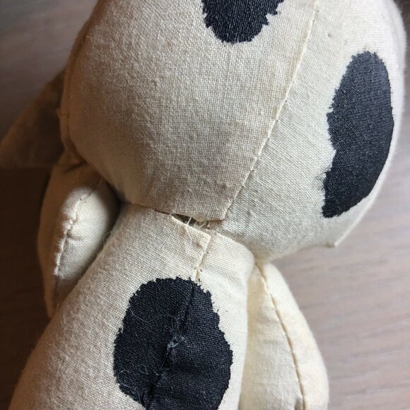 Jointed Handmade Cow Plush Stuffed Animal 7" White Black Flawed - Picture 4 of 7